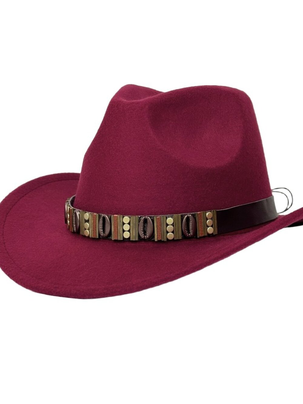 Maroon Red Western Cowboy Hat Wide Brim Ranch Rodeo Cowgirl Festival Boho Hat